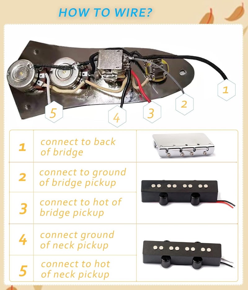 LAMSAM Store Prewired 𝘾𝙤𝙣𝙩𝙧𝙤𝙡 𝙋𝙡𝙖𝙩𝙚 𝙛𝙤𝙧 𝙅𝙖𝙯𝙯 𝘽𝙖𝙨𝙨, Loaded Control Board with Push Pull Potentiometers Full Contact Output Jack, as Luthier's Replacement Parts, Chrome-01 - Image 4